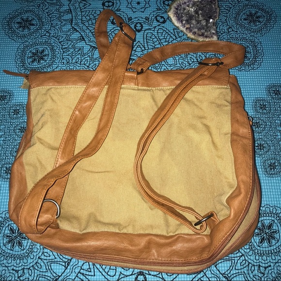 🦋 Backpack*** brown Leather/canvas 🔥 - Picture 6 of 7